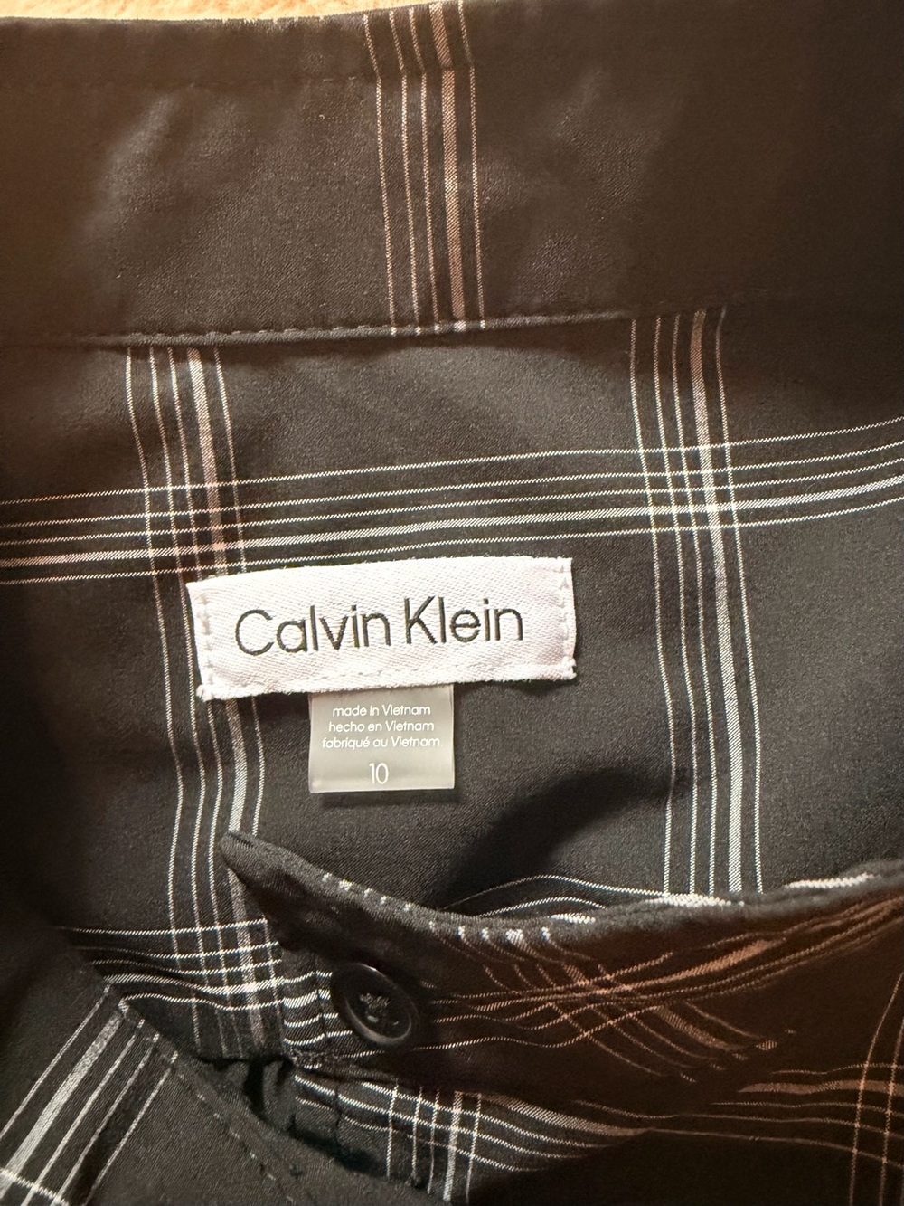 Calvin Klein Black Windowpane Plaid Midi Shirt Dress - Picture 2 of 3